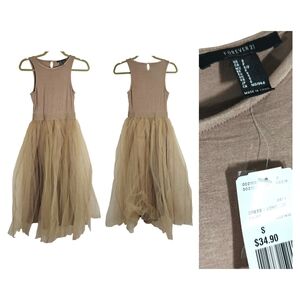 Forever 21 Tan Tulle Midi Dress